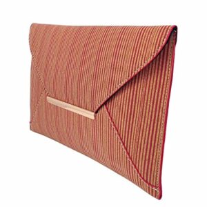 Striped Cork Envelope Casual Clutch, Red