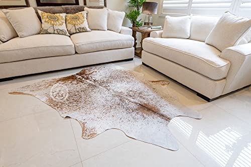 Genuine Salt and Pepper Brown and White Cowhide Rug 6 x 7 ft. 180 x 210 cm