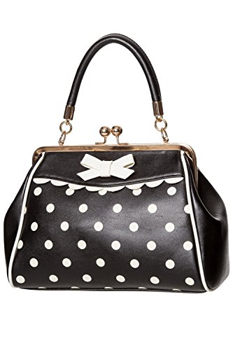 Dancing Days Crazy Little Thing Vintage Bag 50s Rockabilly Polka Top Handle Handbag - Black & White