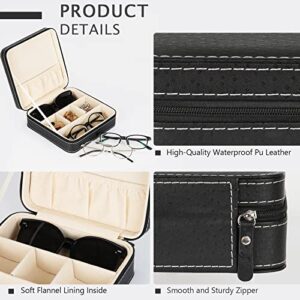 Olpchee Portable 3-Slot Glasses Storage Travel Sunglass Organizer Zipper Box Jewelry Leatherette Display Case Collector