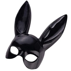 masquerade rabbit mask bunny mask, black adult bunny ear rabbit mask for women’s masquerade easter halloween eve party costume accessory nmfin