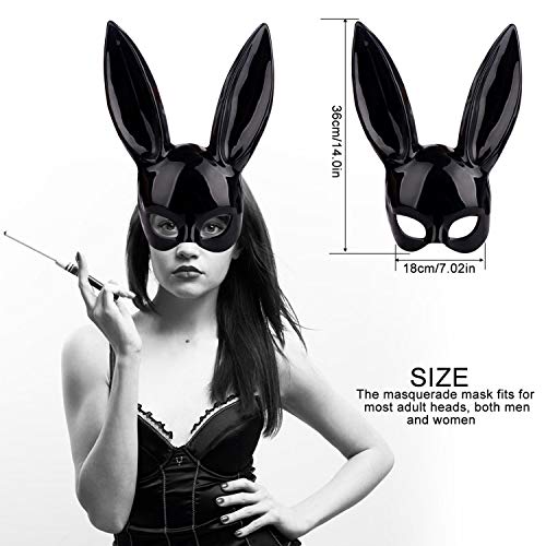 Masquerade Rabbit Mask Bunny Mask, Black Adult Bunny Ear Rabbit Mask for Women's Masquerade Easter Halloween Eve Party Costume Accessory NMFIN