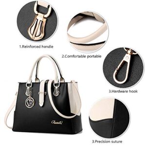 Purses and Handbags for Women Tote Shoulder Crossbody Bags with Long Strap Detachable Black Medium