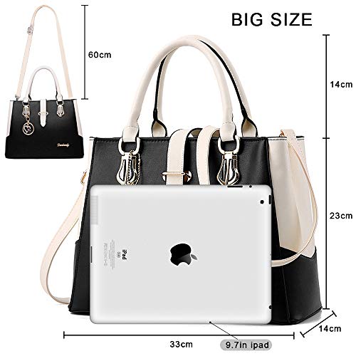 Purses and Handbags for Women Tote Shoulder Crossbody Bags with Long Strap Detachable Black Medium