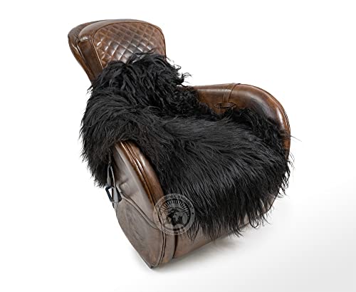 Sunshine Cowhides Genuine Icelandic Sheepskin Rug XL Natural Black Soft Premium Quality Area Rug Chair Cover