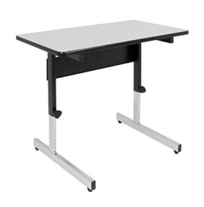 calico designs adapta height adjustable office desk, all-purpose utility table, sit to stand up home computer desk, 23″ – 32″ in powder coated black frame and 1″ thick grey top, 36 inch
