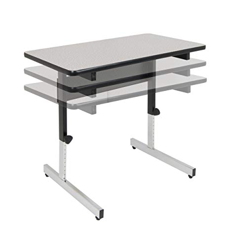 Calico Designs Adapta Height Adjustable Office Desk, All-Purpose Utility Table, Sit to Stand up Home Computer Desk, 23" - 32" in Powder Coated Black Frame and 1" Thick Grey Top, 36 Inch