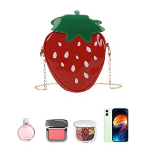 Goclothod Strawberry Purse Women Fruit Shaped Leather Shoulder Bag Cute Mini Cross Body Handbag (Leather Strawberry)