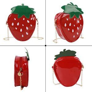 Goclothod Strawberry Purse Women Fruit Shaped Leather Shoulder Bag Cute Mini Cross Body Handbag (Leather Strawberry)