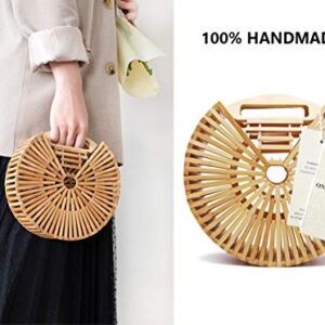 Fashion Bamboo Handbag Handmade Woven Beach bag for Womens (Bamboo)