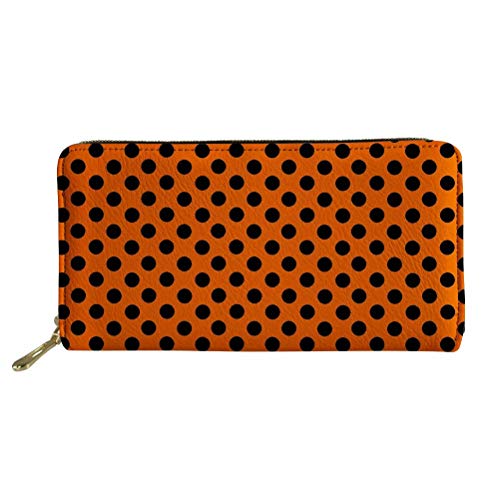 Orange Black Women Clutch Evening Bag Cute Polka Dot Handbag Simple Classy Purse