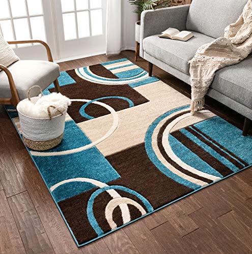 Well Woven Ruby Galaxy Waves Modern 60016 Area Rug, Blue, 5'3" x 7'1"