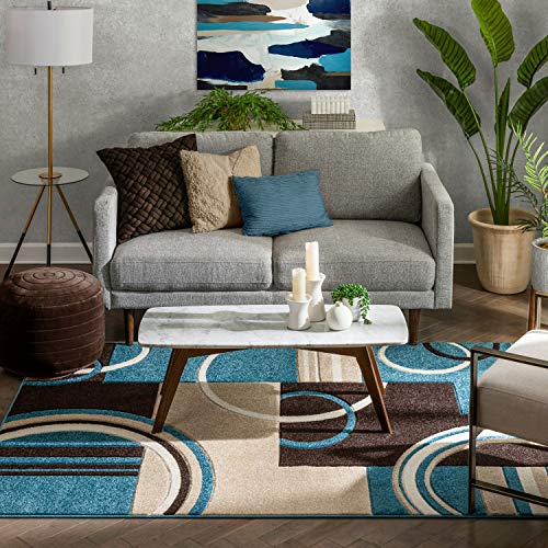 Well Woven Ruby Galaxy Waves Modern 60016 Area Rug, Blue, 5'3" x 7'1"