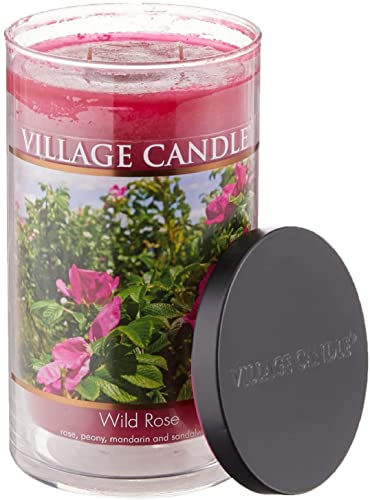 Village Candle Wild Rose Large Tumbler Jar Candle, 19 Oz, Traditions Collection, Pink