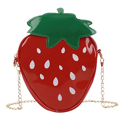 Goclothod Fruit Strawberry Shaped Purse Cute Leather Shoulder Bag Mini Tote Cross Body Bag