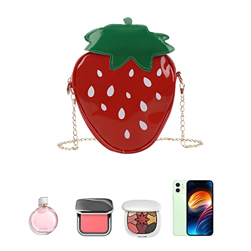 Goclothod Fruit Strawberry Shaped Purse Cute Leather Shoulder Bag Mini Tote Cross Body Bag