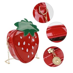 Goclothod Fruit Strawberry Shaped Purse Cute Leather Shoulder Bag Mini Tote Cross Body Bag