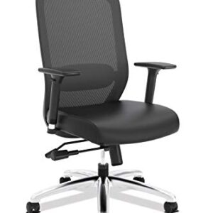 HON Exposure Task Mesh High-Back Computer Chair with Leather Seat for Office Desk, Black (HVL721)