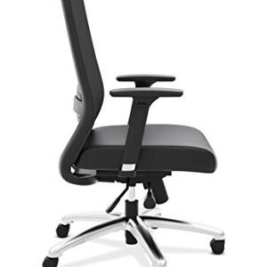 HON Exposure Task Mesh High-Back Computer Chair with Leather Seat for Office Desk, Black (HVL721)