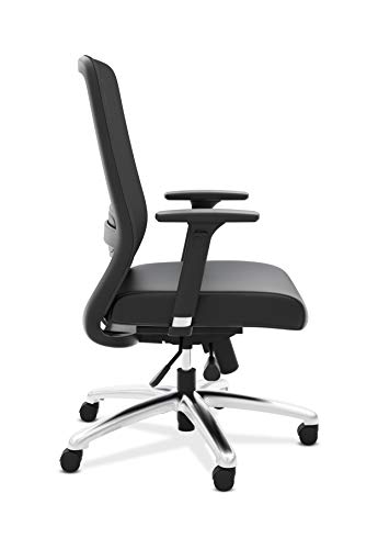 HON Exposure Task Mesh High-Back Computer Chair with Leather Seat for Office Desk, Black (HVL721)