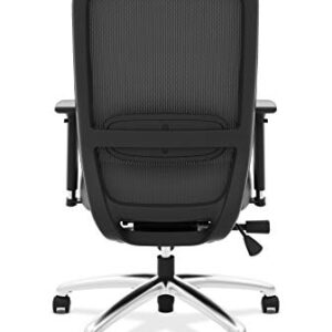 HON Exposure Task Mesh High-Back Computer Chair with Leather Seat for Office Desk, Black (HVL721)