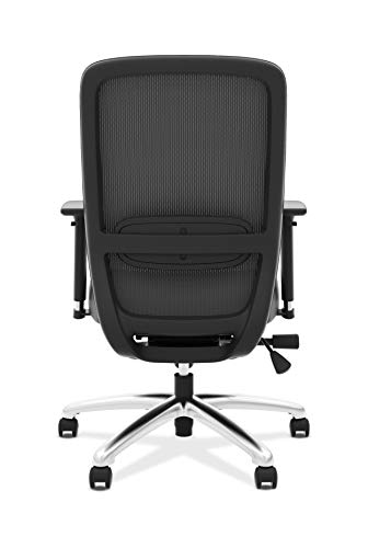 HON Exposure Task Mesh High-Back Computer Chair with Leather Seat for Office Desk, Black (HVL721)