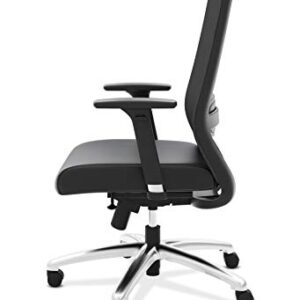 HON Exposure Task Mesh High-Back Computer Chair with Leather Seat for Office Desk, Black (HVL721)