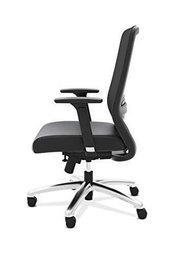 HON Exposure Task Mesh High-Back Computer Chair with Leather Seat for Office Desk, Black (HVL721)