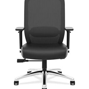 HON Exposure Task Mesh High-Back Computer Chair with Leather Seat for Office Desk, Black (HVL721)