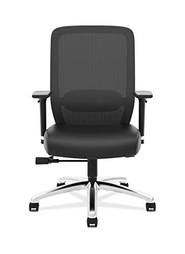 HON Exposure Task Mesh High-Back Computer Chair with Leather Seat for Office Desk, Black (HVL721)