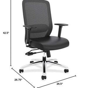 HON Exposure Task Mesh High-Back Computer Chair with Leather Seat for Office Desk, Black (HVL721)