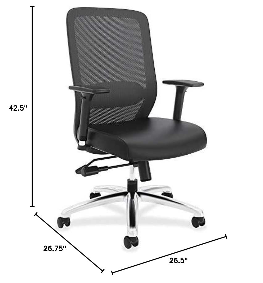 HON Exposure Task Mesh High-Back Computer Chair with Leather Seat for Office Desk, Black (HVL721)