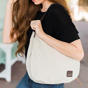 TCHH-DayUp Hobo Purses for Women Canvas Tote Shoulder Bags Cotton Handbags Beige