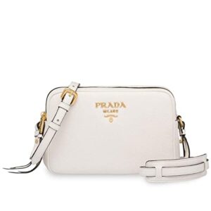 prada women’s white vitello phenix leather crossbody handbag 1bh079