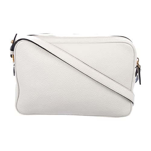 Prada Women's White Vitello Phenix Leather Crossbody HandBag 1BH079