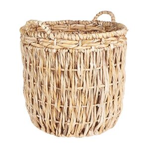 household essentials brown tall round wicker storage basket