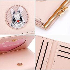 JIUFENG Women's Short Wallet Multi Purpose Purses Animal Embroidered Billfold Credit Card Holder Coin Pouches (Black)