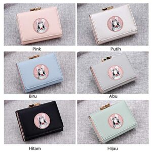 JIUFENG Women's Short Wallet Multi Purpose Purses Animal Embroidered Billfold Credit Card Holder Coin Pouches (Black)