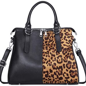 IBFUN Handbags for Women PU Leather Satchel Purse Ladies Shoulder Bags Top Handle Tote Black