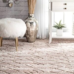 nuLOOM Vinita Moroccan Diamonds Shag Area Rug, 4' x 6', Light Beige