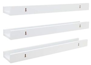 kiera grace edge floating photo frame shelf, 23″, white, 3