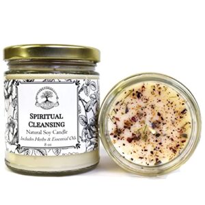 spiritual cleansing & meditation 9 oz soy herbal candle | intuition, purification, wisdom & clarity | metaphysical, wiccan, pagan