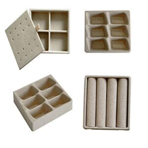 hives and honey armoire insert drawer organizer 4 in one jewelry accessary tray, tan, 4 pack