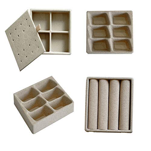 Hives and Honey Armoire Insert Drawer Organizer 4 in One Jewelry Accessary Tray, Tan, 4 Pack