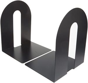officemate heavy duty 10″ bookends, non-skid base, black, pair (93142)