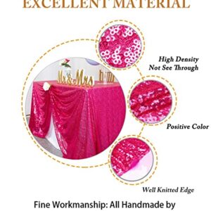 ShinyBeauty Hot Pink Sequin Tablecloth Rectangle 60inx102in Sequin Tablecloth for Wedding/Party-Fuchsia