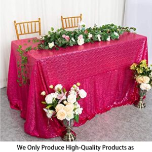 ShinyBeauty Hot Pink Sequin Tablecloth Rectangle 60inx102in Sequin Tablecloth for Wedding/Party-Fuchsia