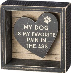primitives by kathy 39374 rustic reverse box sign, 4 x 4-inches, my dog is my favorite