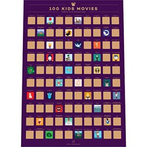 enno vatti 100 kids movie scratch off poster – top family films of all time (16.5″ x 23.4″)- ultimate gift for kids, christmas, easter