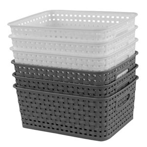 idomy 6-pack plastic storage baskets/bins, rectangle